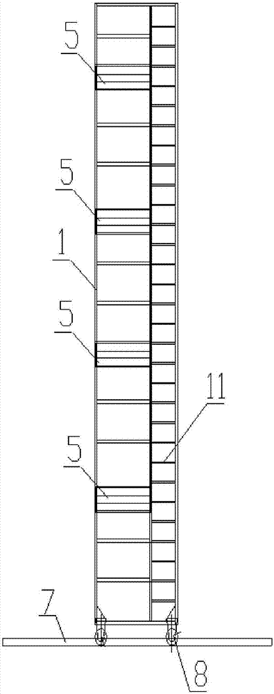 Wall surface color steel plate mounting construction method and hanging ladder applied by same