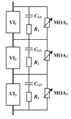 Dynamic voltage sharing device of multi-break vacuum circuit breaker and parameter selection method for dynamic voltage sharing device