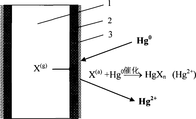 Method for catalytically oxidizing elemental mercury by oxidant controlledly released by porous ceramic membrane