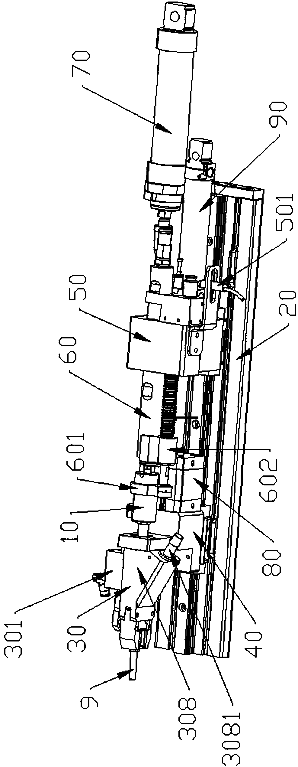 Nail feeding tail end locking device of double-end stud