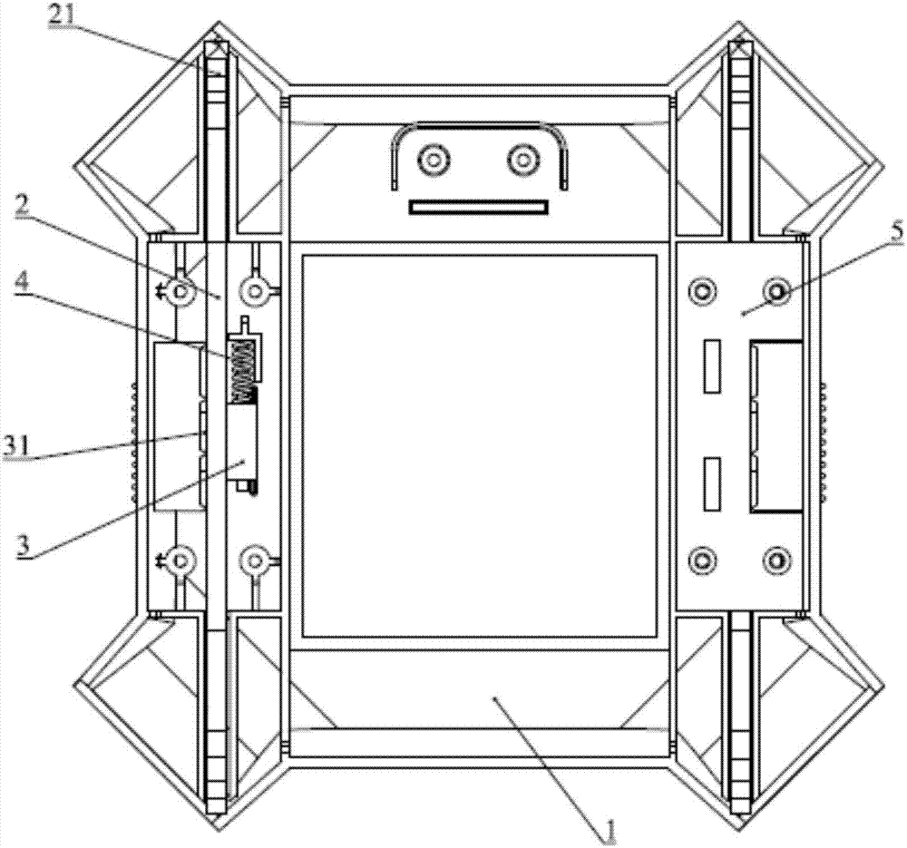 Accommodating box turnover structure and robot