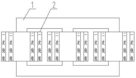 Shell type transformer with high-voltage winding being layered winding