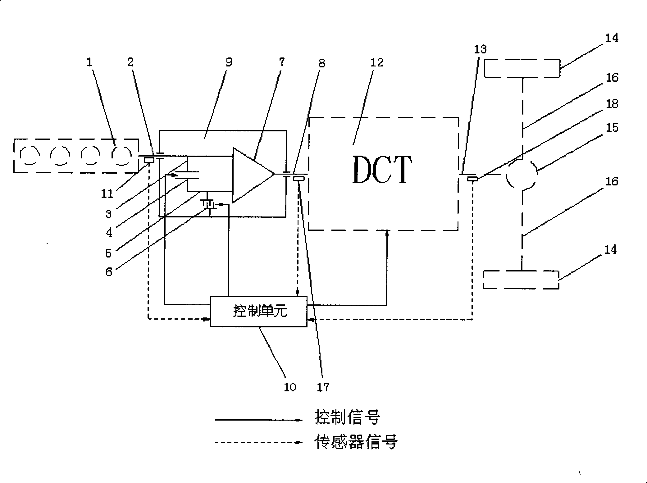 Division and convergent current type multiple-shift automatic transmission system