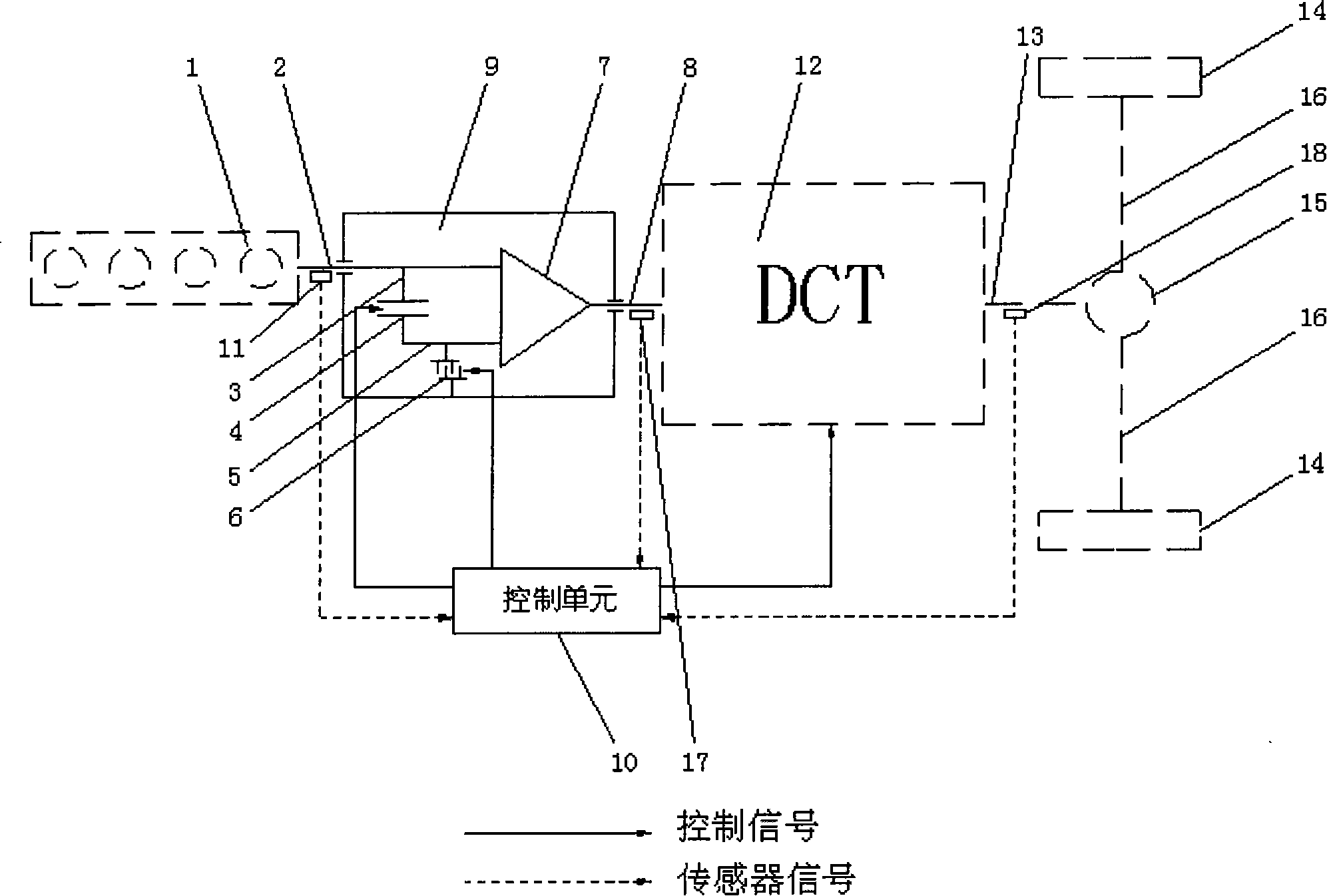 Division and convergent current type multiple-shift automatic transmission system