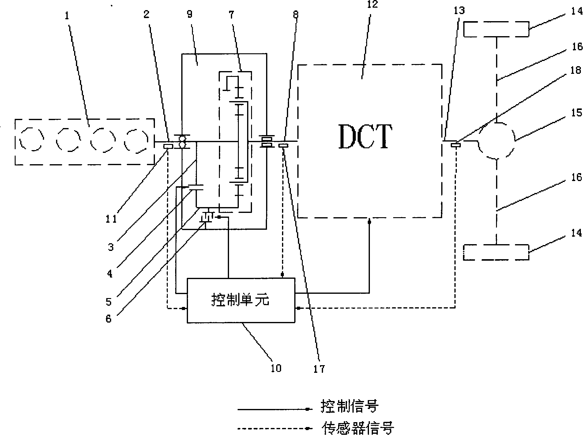 Division and convergent current type multiple-shift automatic transmission system