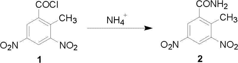 Preparation method of 3, 5-binitro-2-methyl benzamide