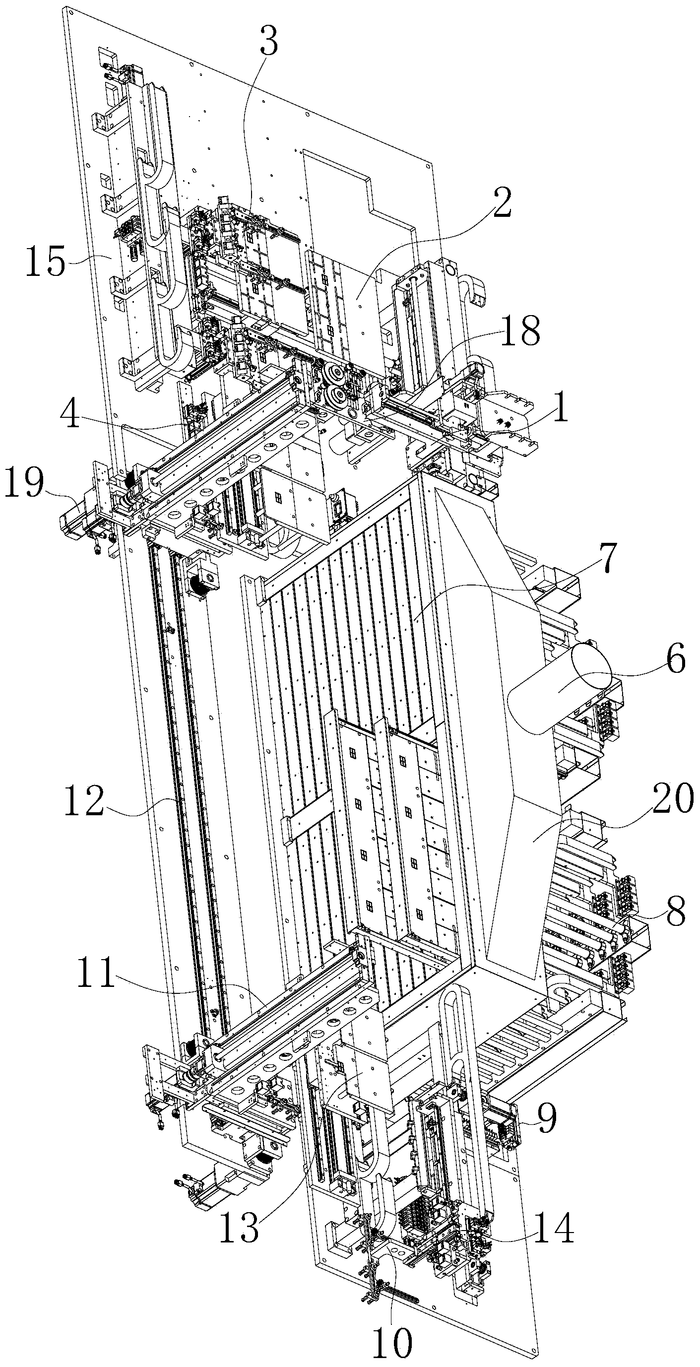 Multi-layer baking solidification dispensing machine achieving automatic feeding and discharging
