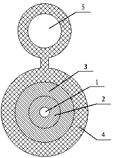 Circular self-supporting lead-in optical cable for outdoor use