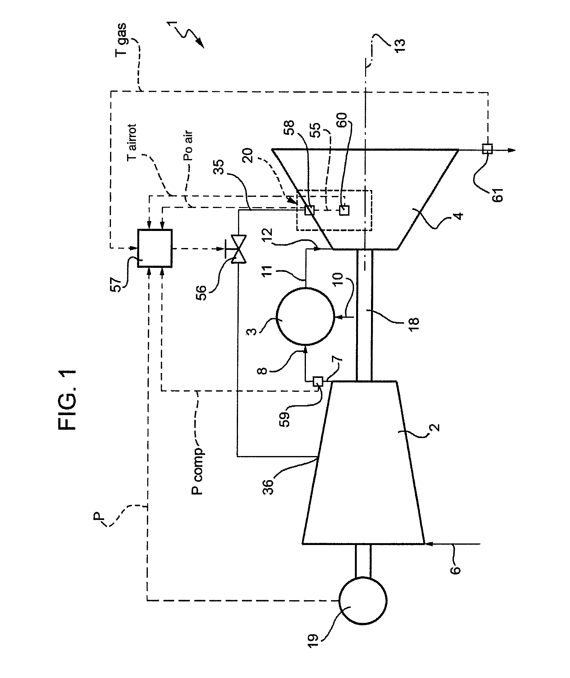 Control method for cooling a turbine stage in a gas turbine