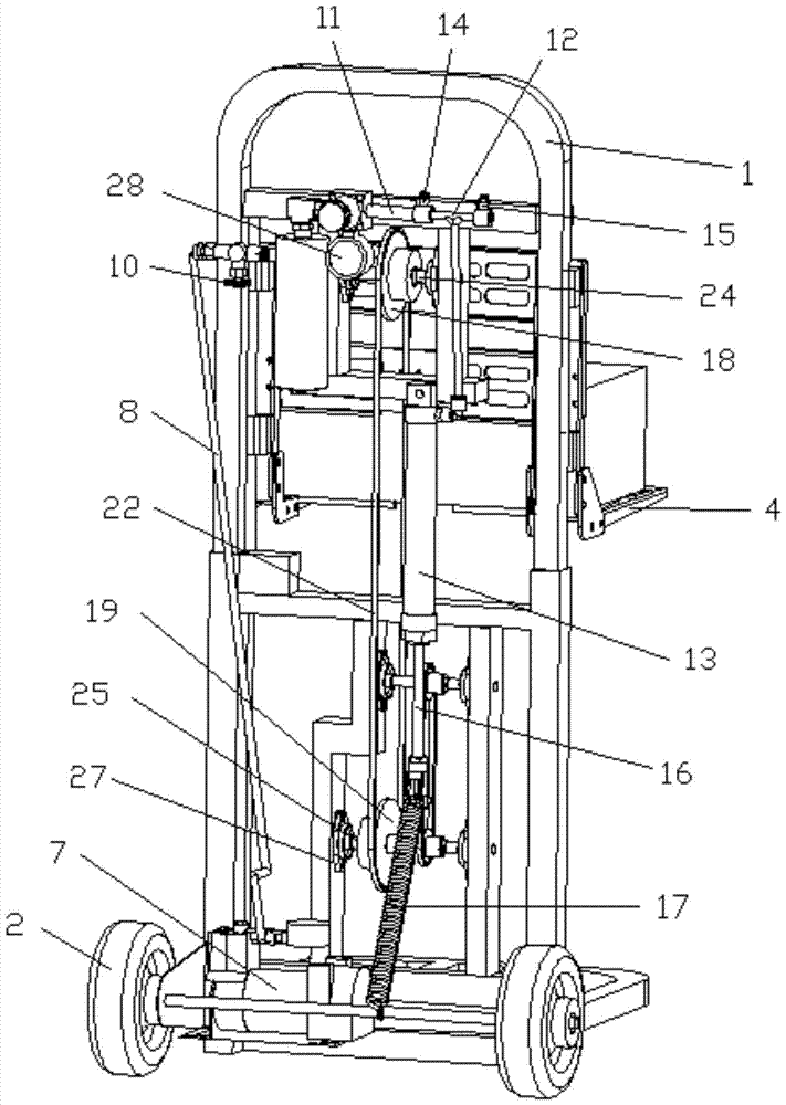 A trolley capable of reducing waist labor intensity and its application method