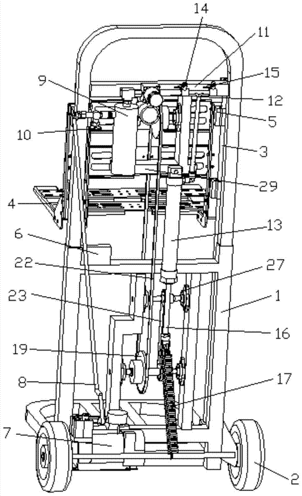 A trolley capable of reducing waist labor intensity and its application method