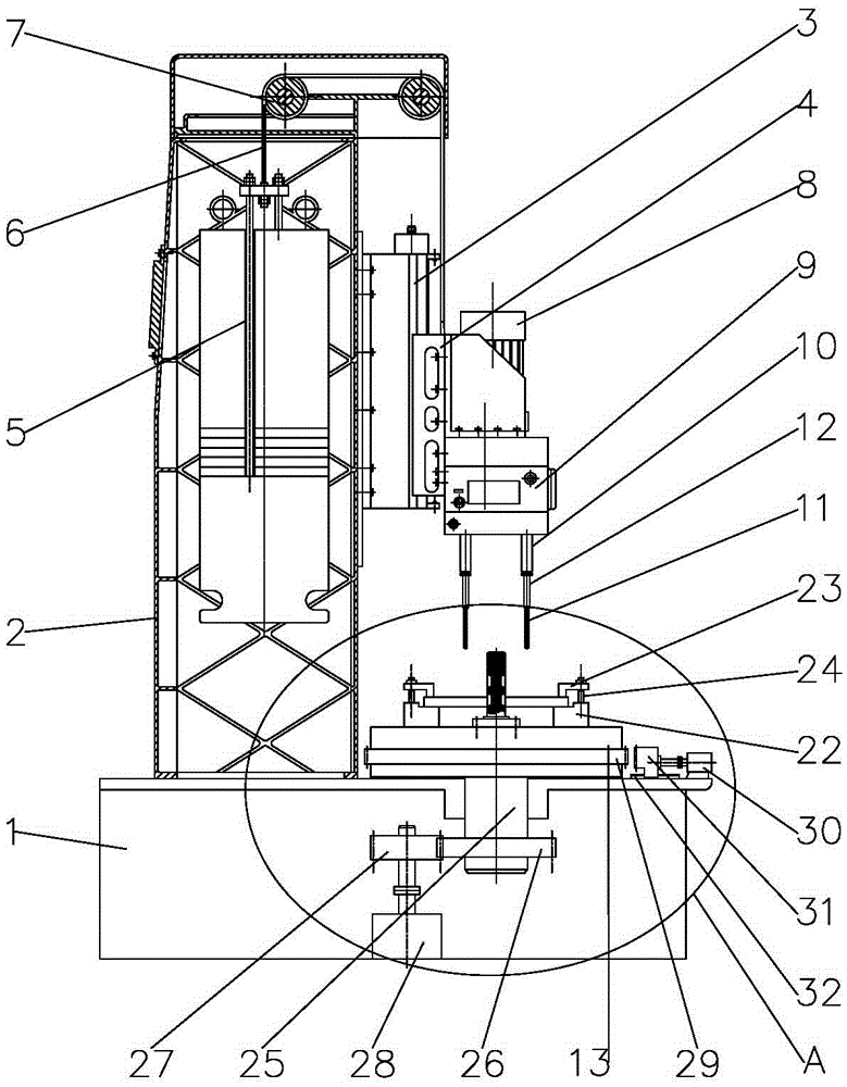 Hydraulic expansion type drilling combined vertical numerical-control machine tool in multi-meshing location