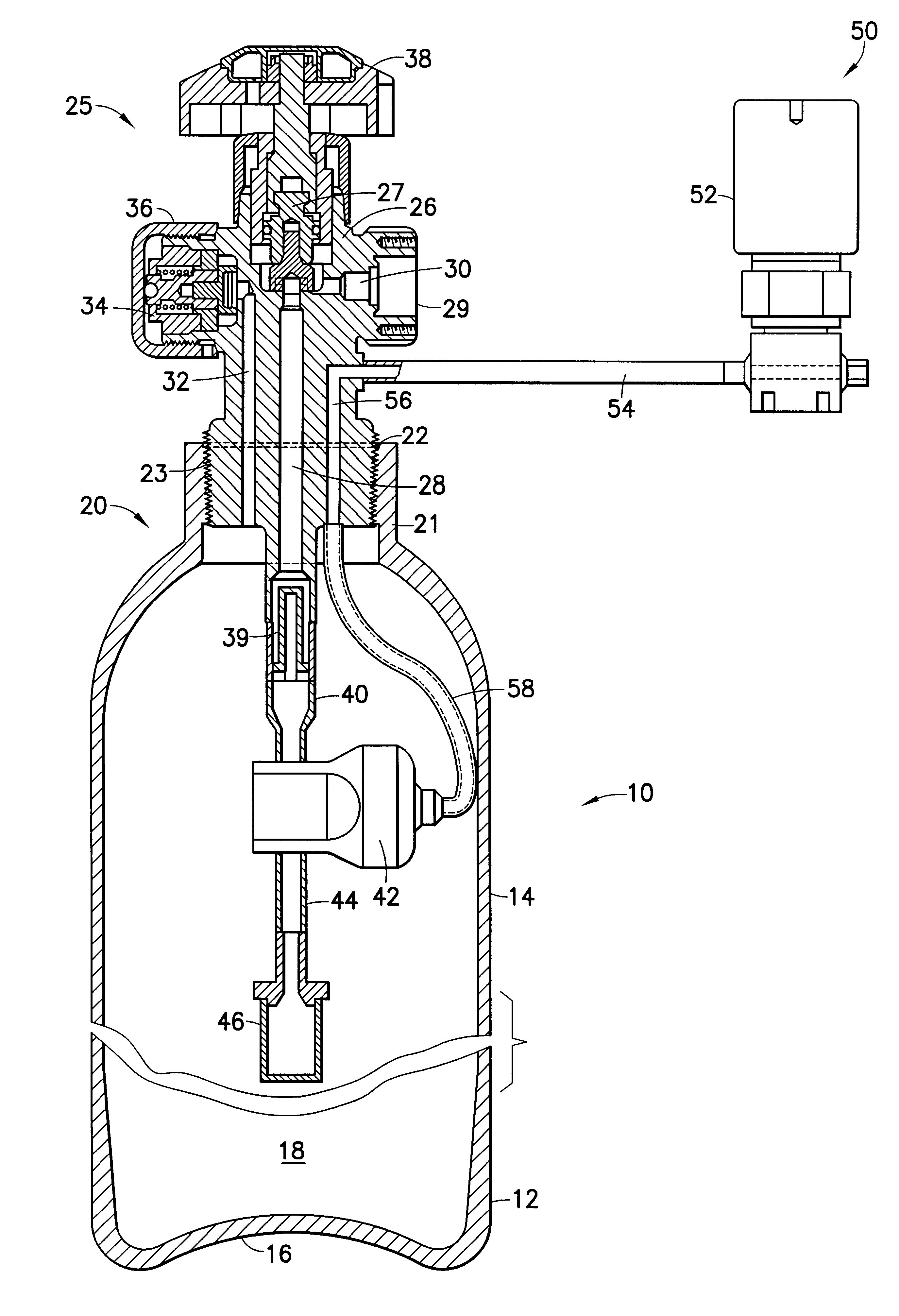 Fluid storage and dispensing system featuring interiorly disposed and exteriorly adjustable regulator for high flow dispensing of gas