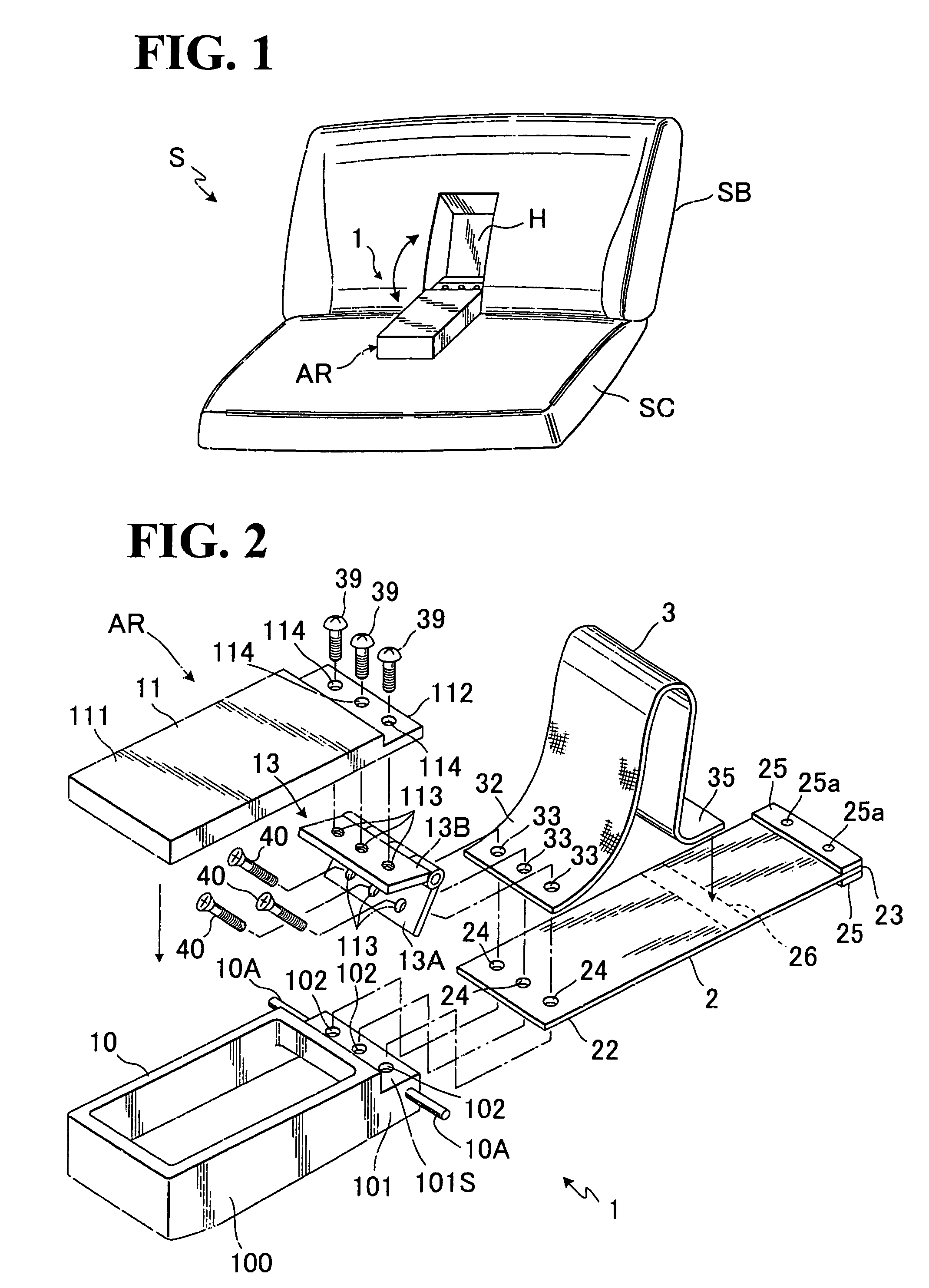 Armrest arrangement in automotive seat