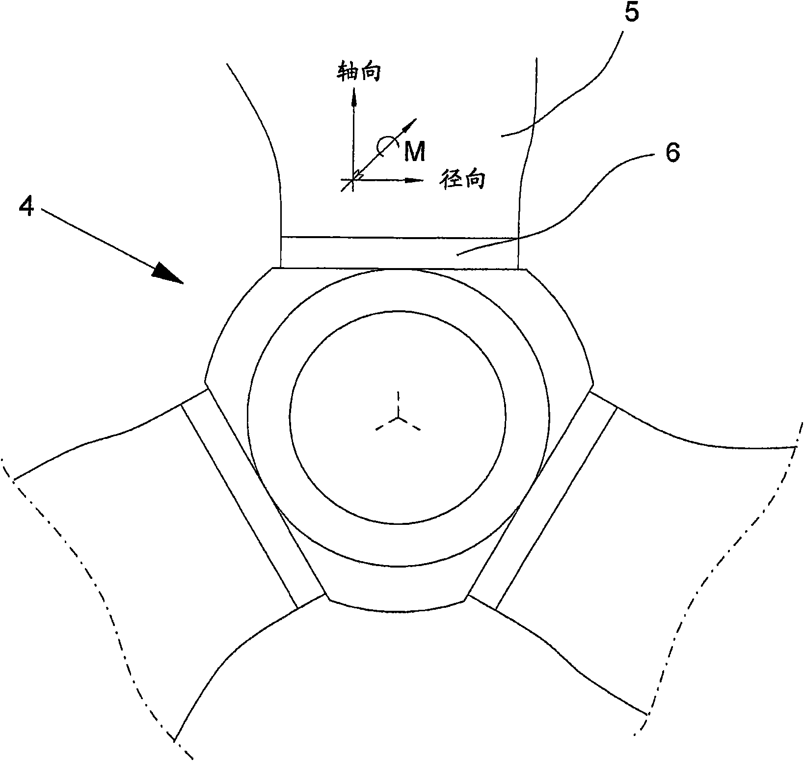 A bearing and method for transferring forces through a bearing of a wind turbine