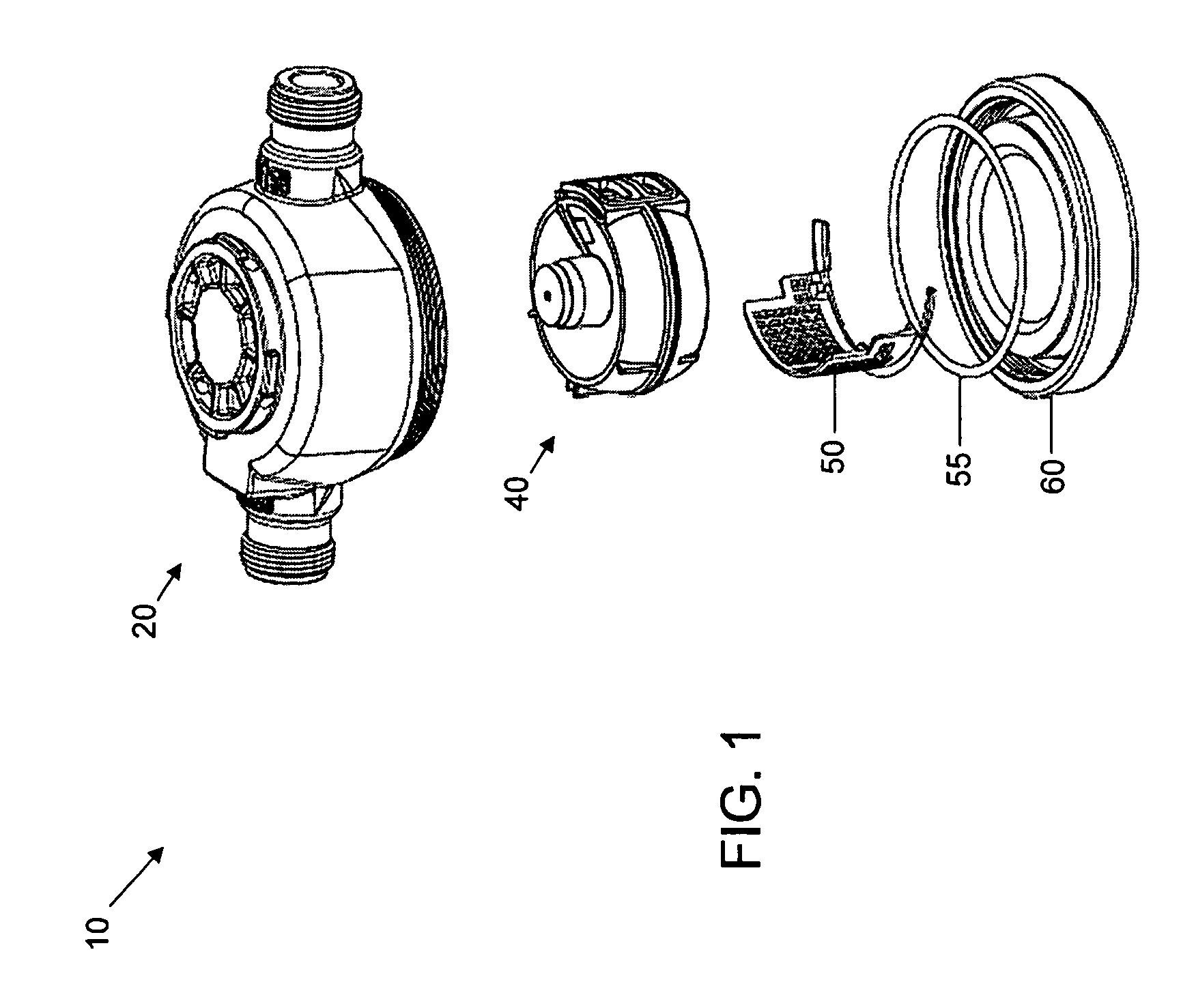 Plastic water meter with metal threads