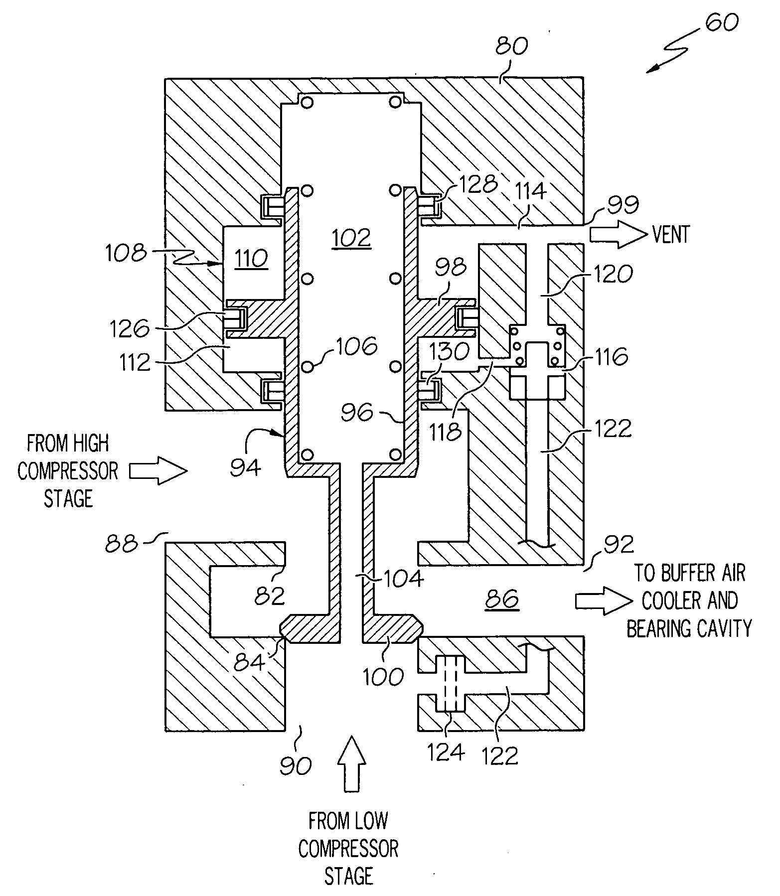 Pressure balanced valve assembly and aircraft buffer cooler system employing the same