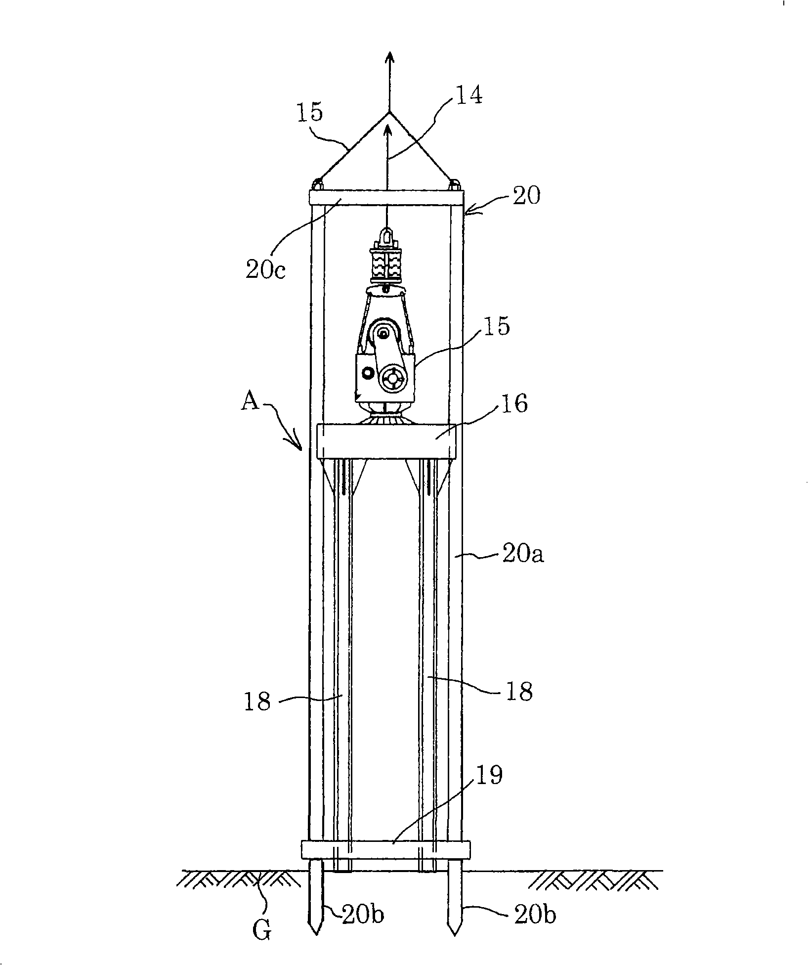 Device for compacting sand soil foundation by librating