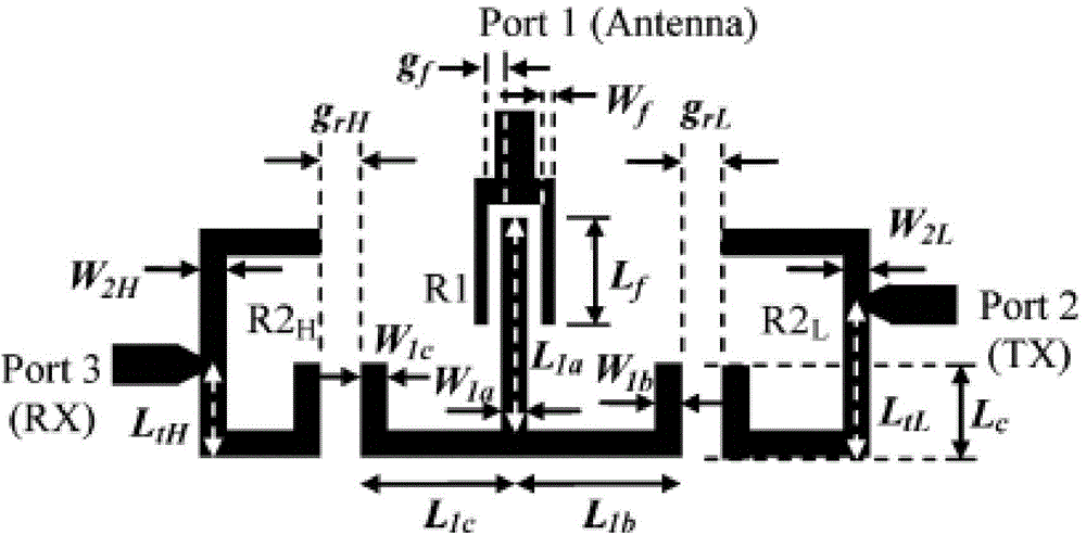 Plane low-pass band-pass dual-frequency filter