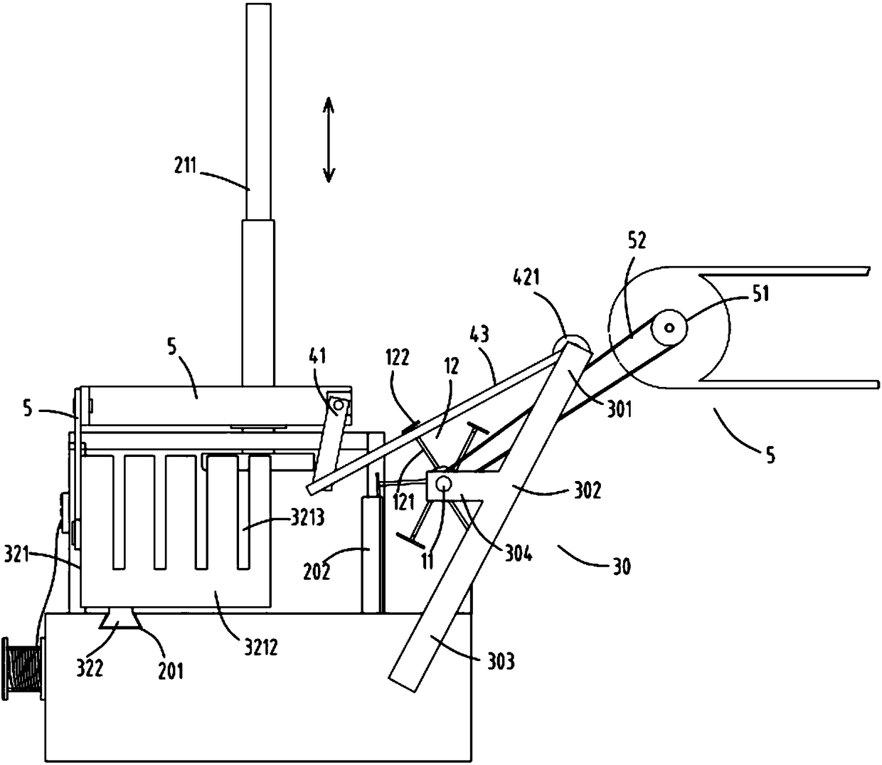 A sorting device for packaging with a supporting device