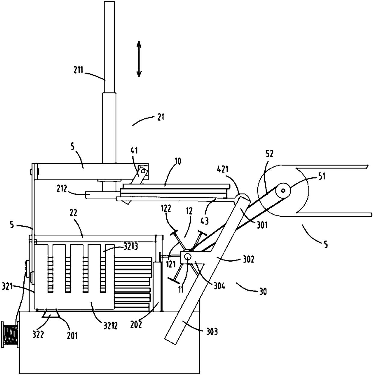 A sorting device for packaging with a supporting device