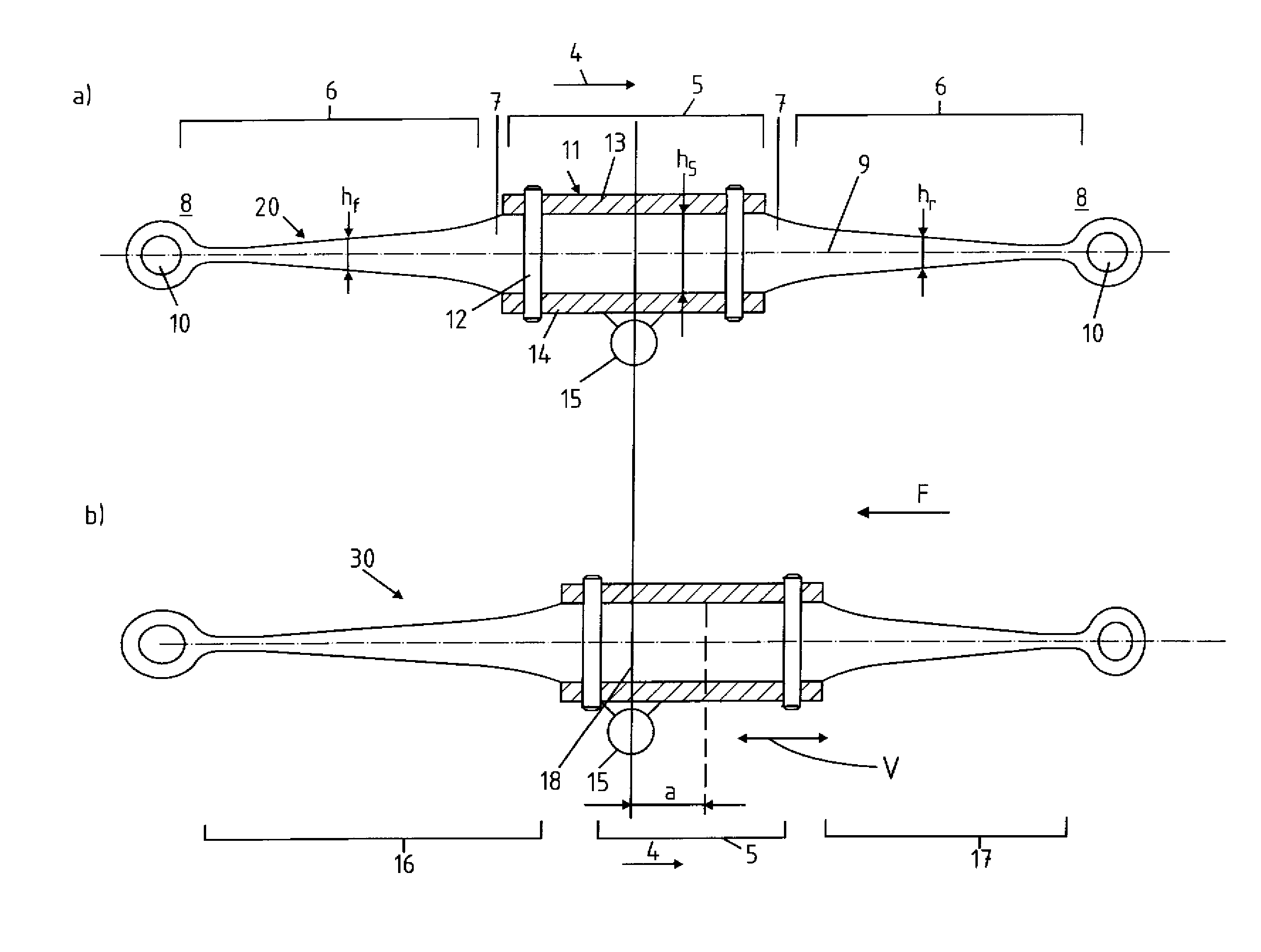 Axel suspension with longitudinal leaf spring for a motor vehicle