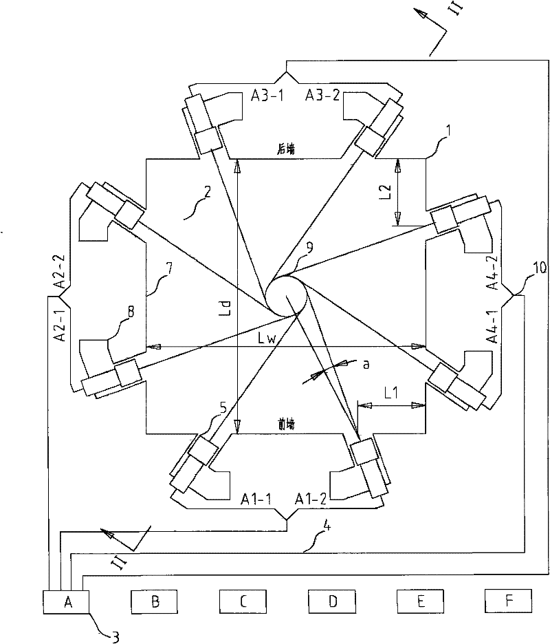 Hexagonal or octagonal tangential arrangement of anthracite burning single-fireball direct-flow combustors