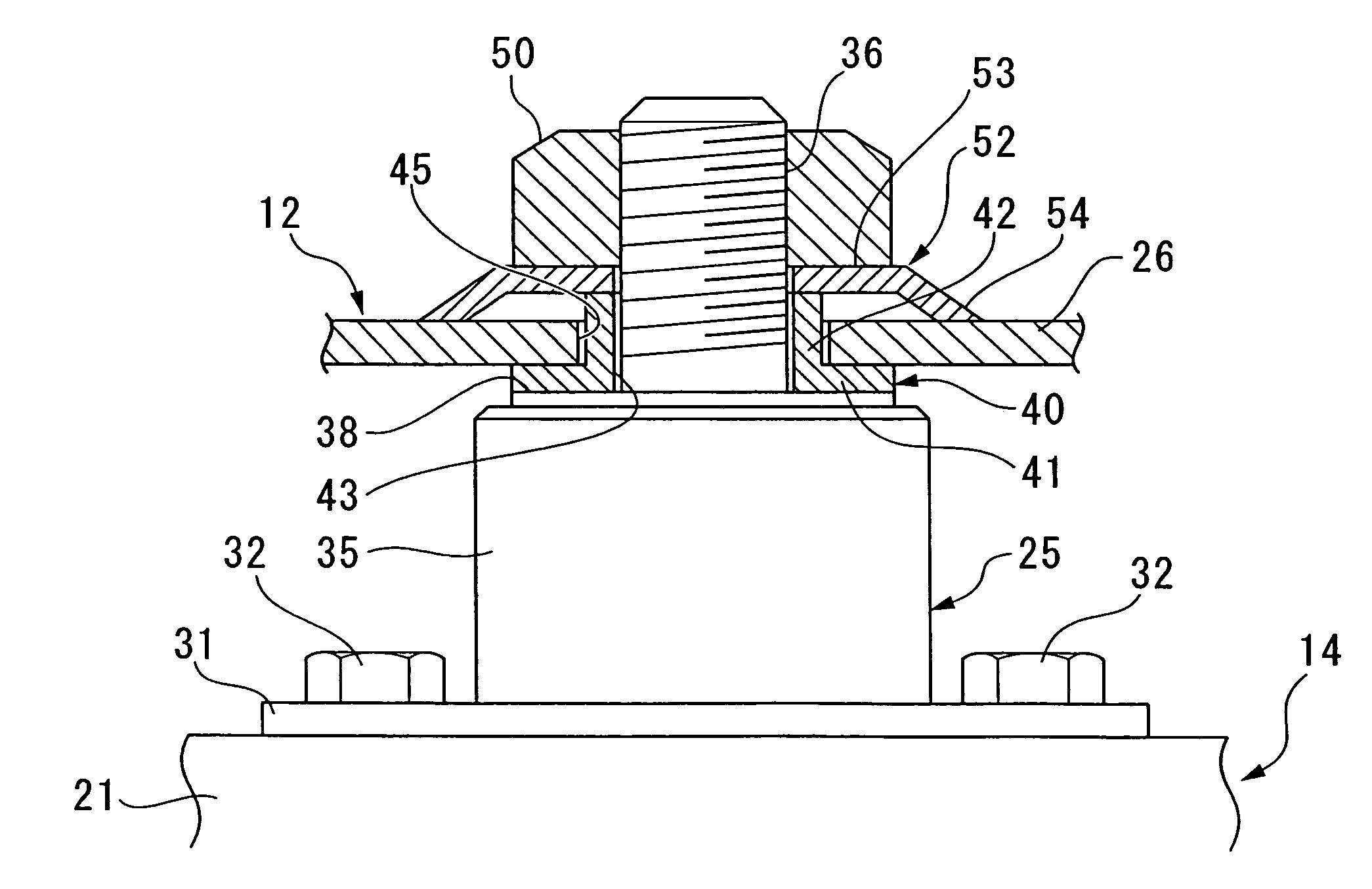 Load cell attachment structure