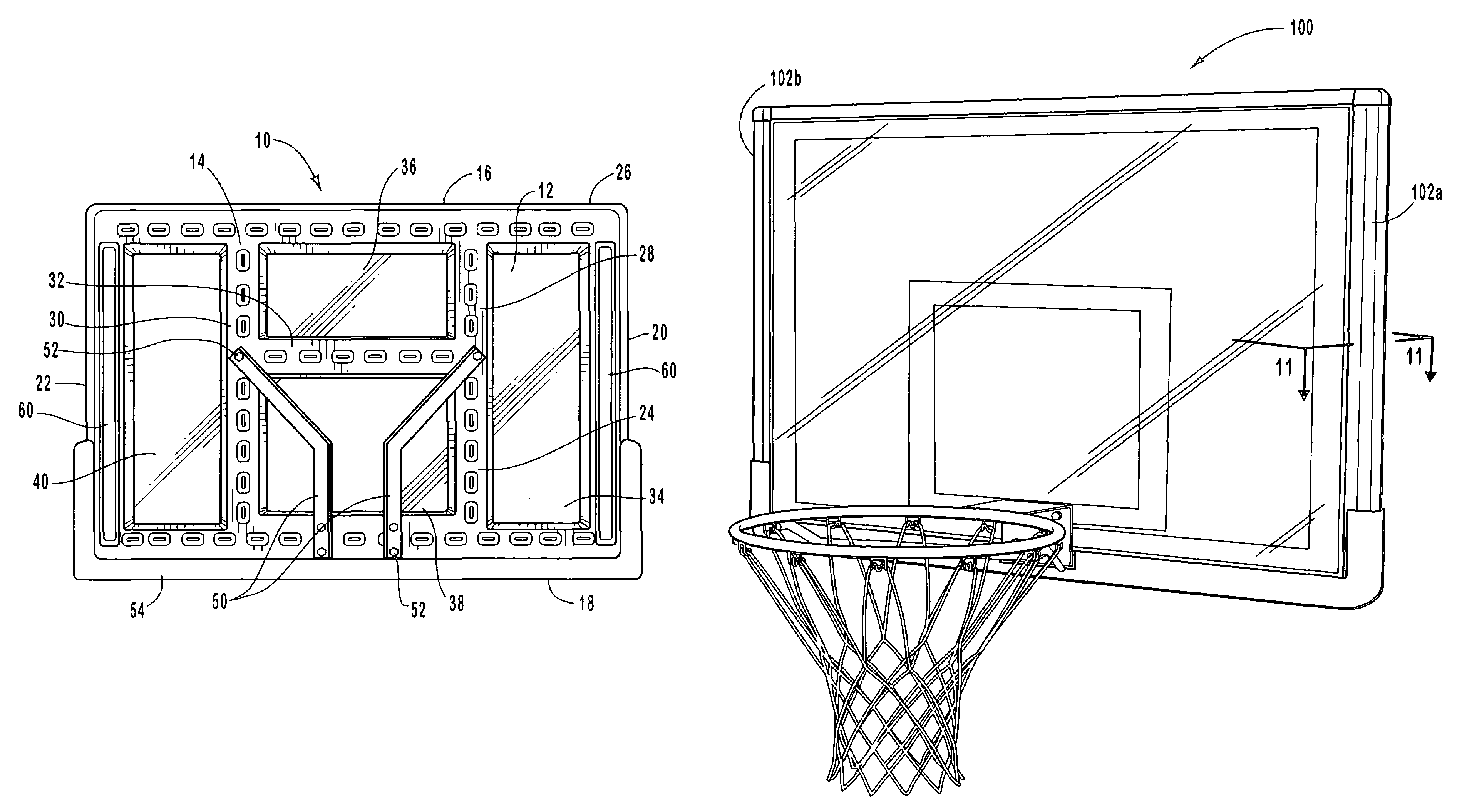 Basketball backboard