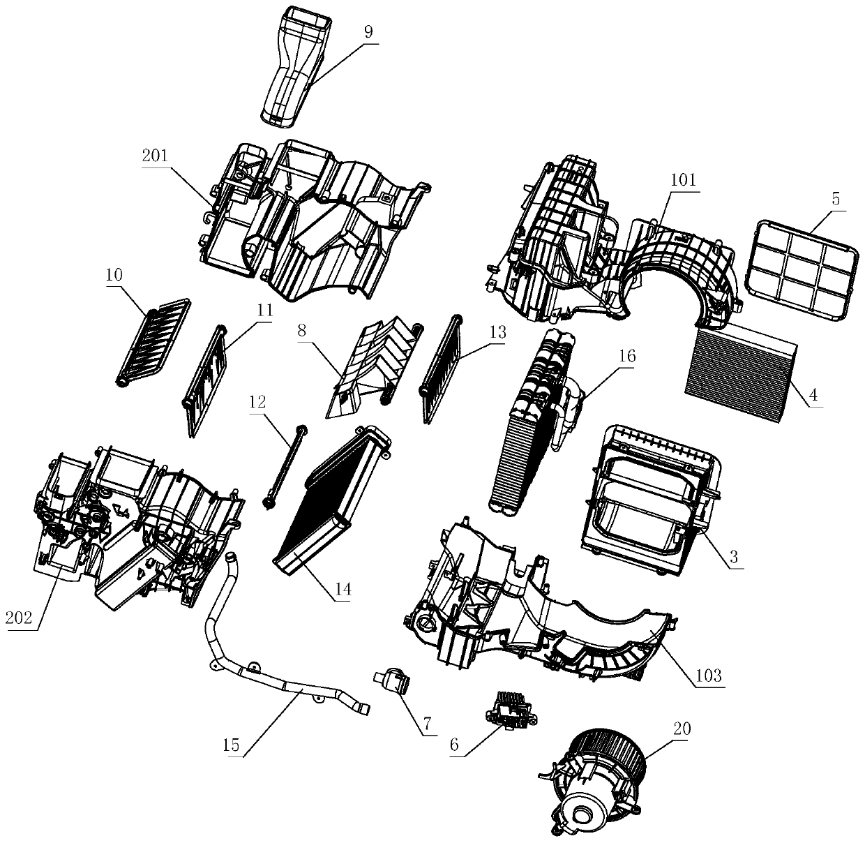 A kind of automobile air conditioning assembly