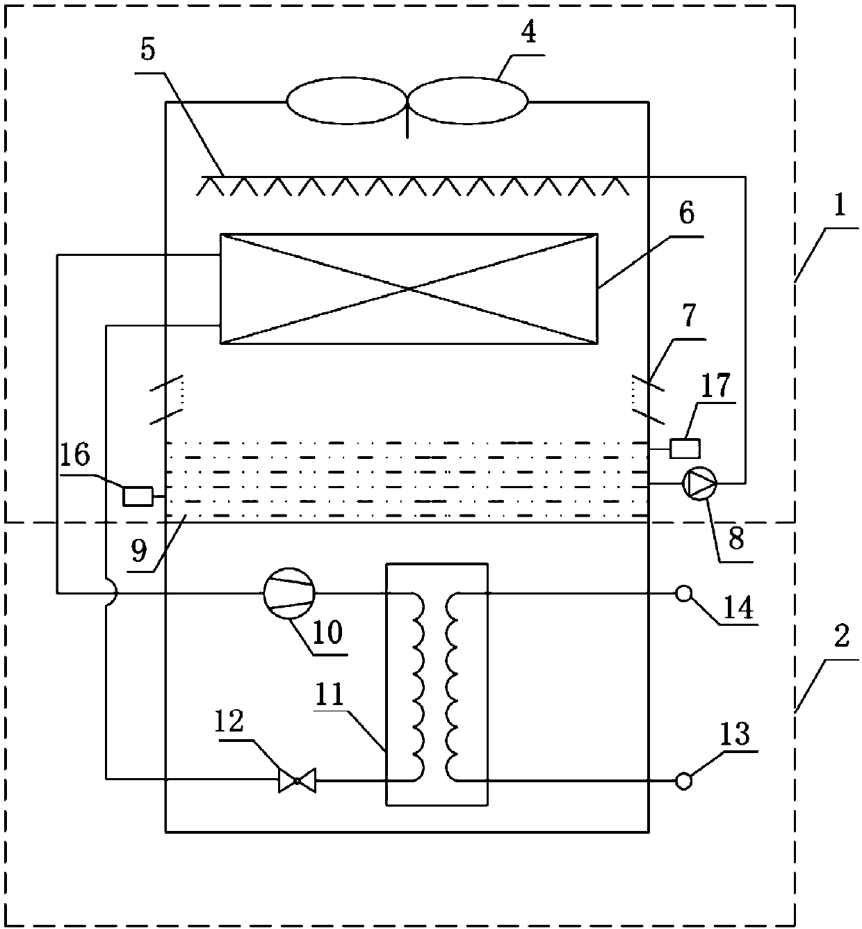 Integrated energy tower heat pump