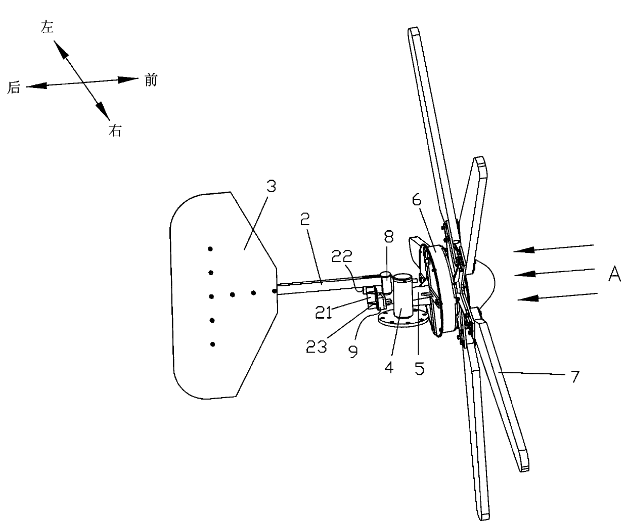 Wind driven generator yawing device capable of effectively withstanding strong wind attack