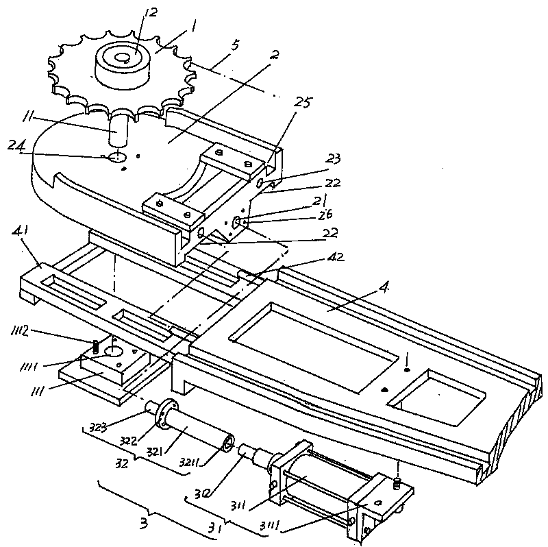 Chain transmission tension regulating mechanism of framing shaping machine