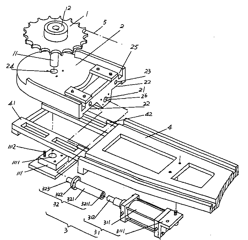 Chain transmission tension regulating mechanism of framing shaping machine