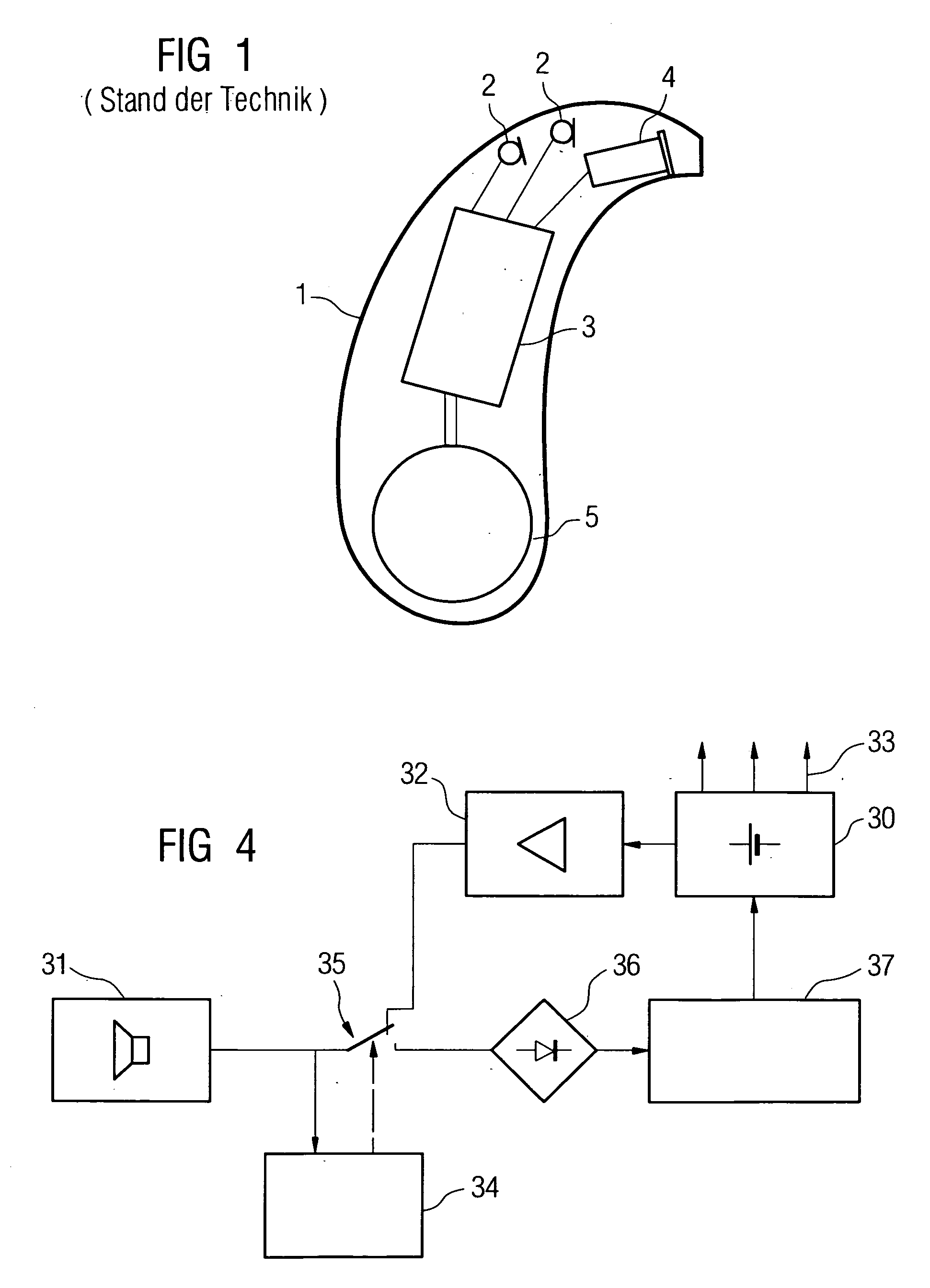 Hearing apparatus with a special energy acceptance system and corresponding method