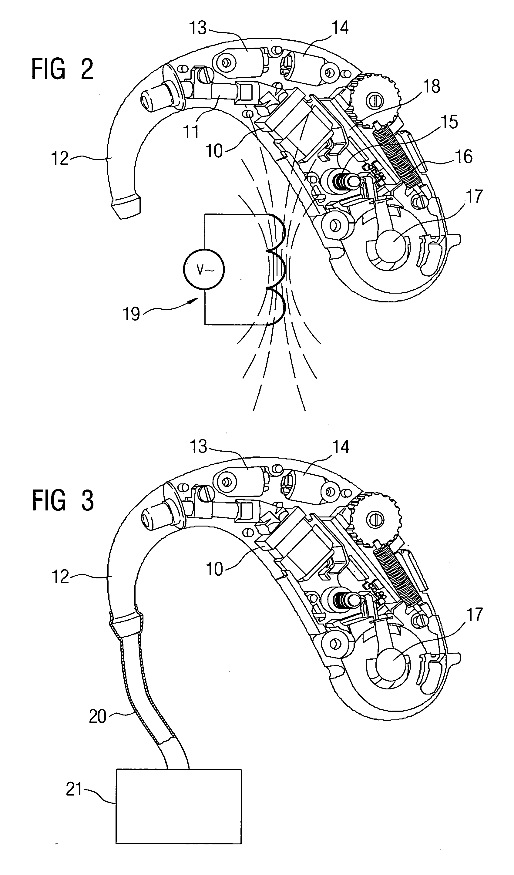 Hearing apparatus with a special energy acceptance system and corresponding method