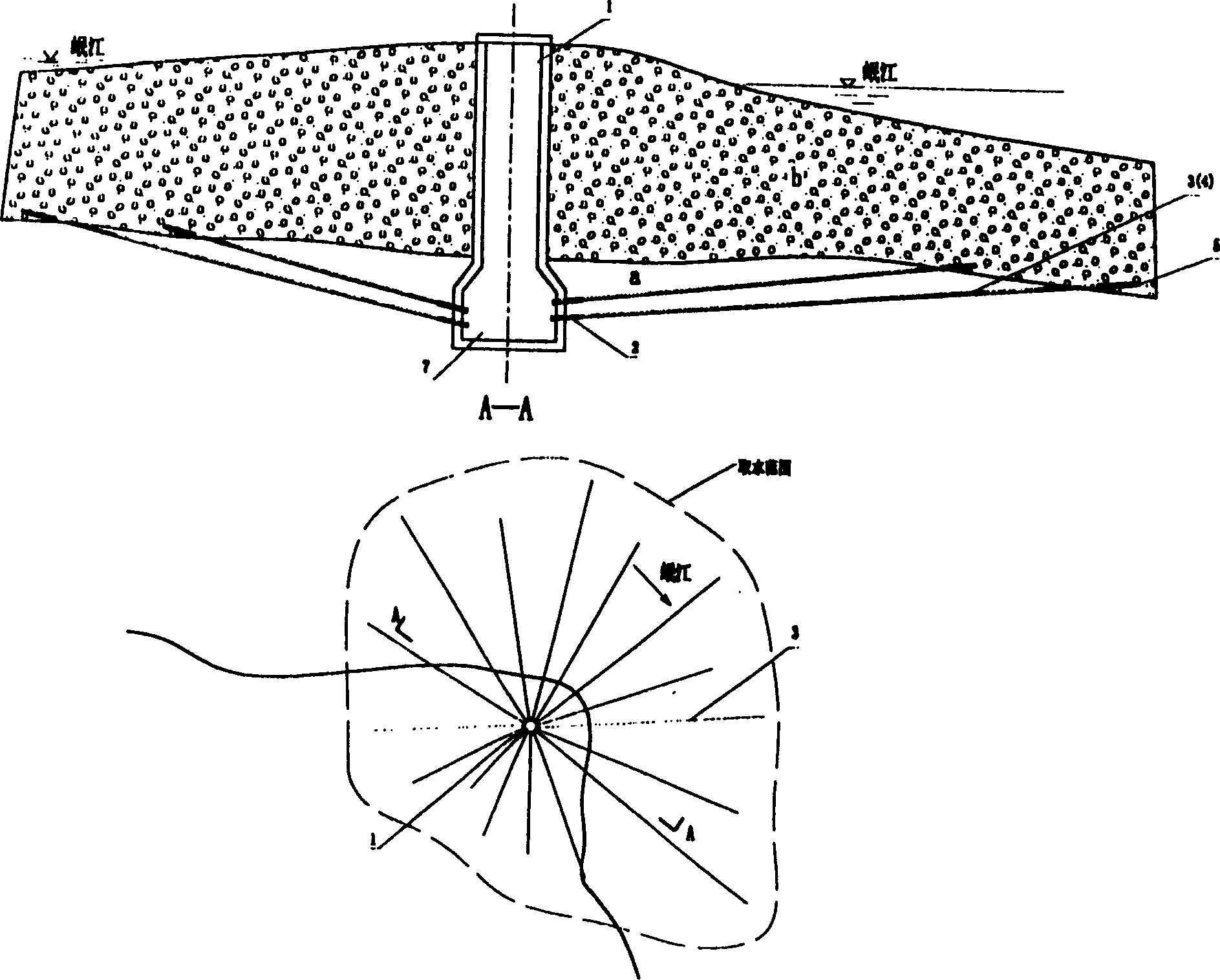 Percolation water intaking method of new engineering structure