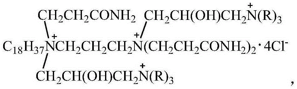 Multi-positive-ion amide-type asphalt emulsifier and preparation method thereof