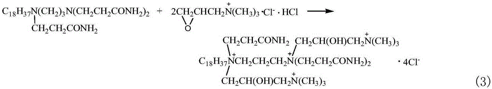 Multi-positive-ion amide-type asphalt emulsifier and preparation method thereof
