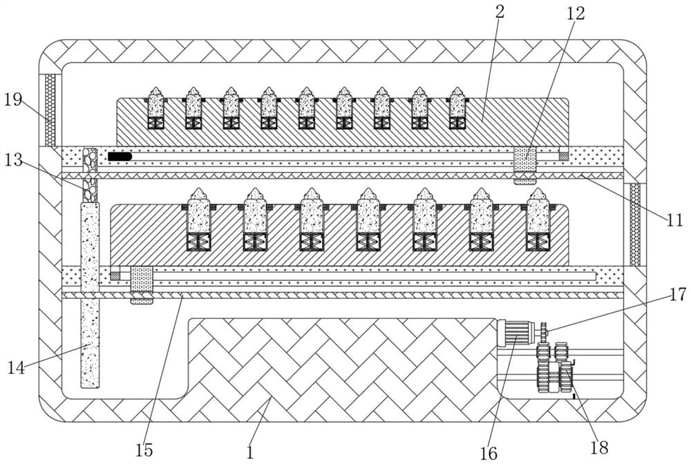 Cosmetic storage device based on gear transmission principle