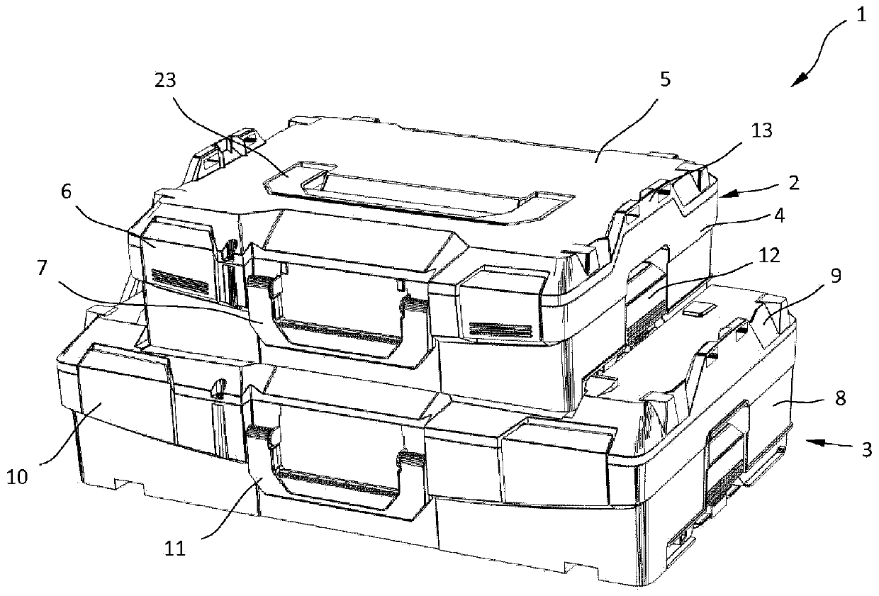 Stackable system container and transport system