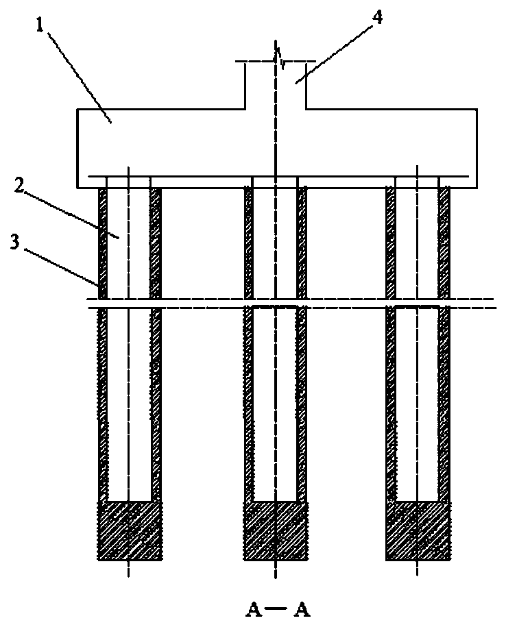 Composite foundation bearing structure imbedding precast piles in high pressure rotary jet pile