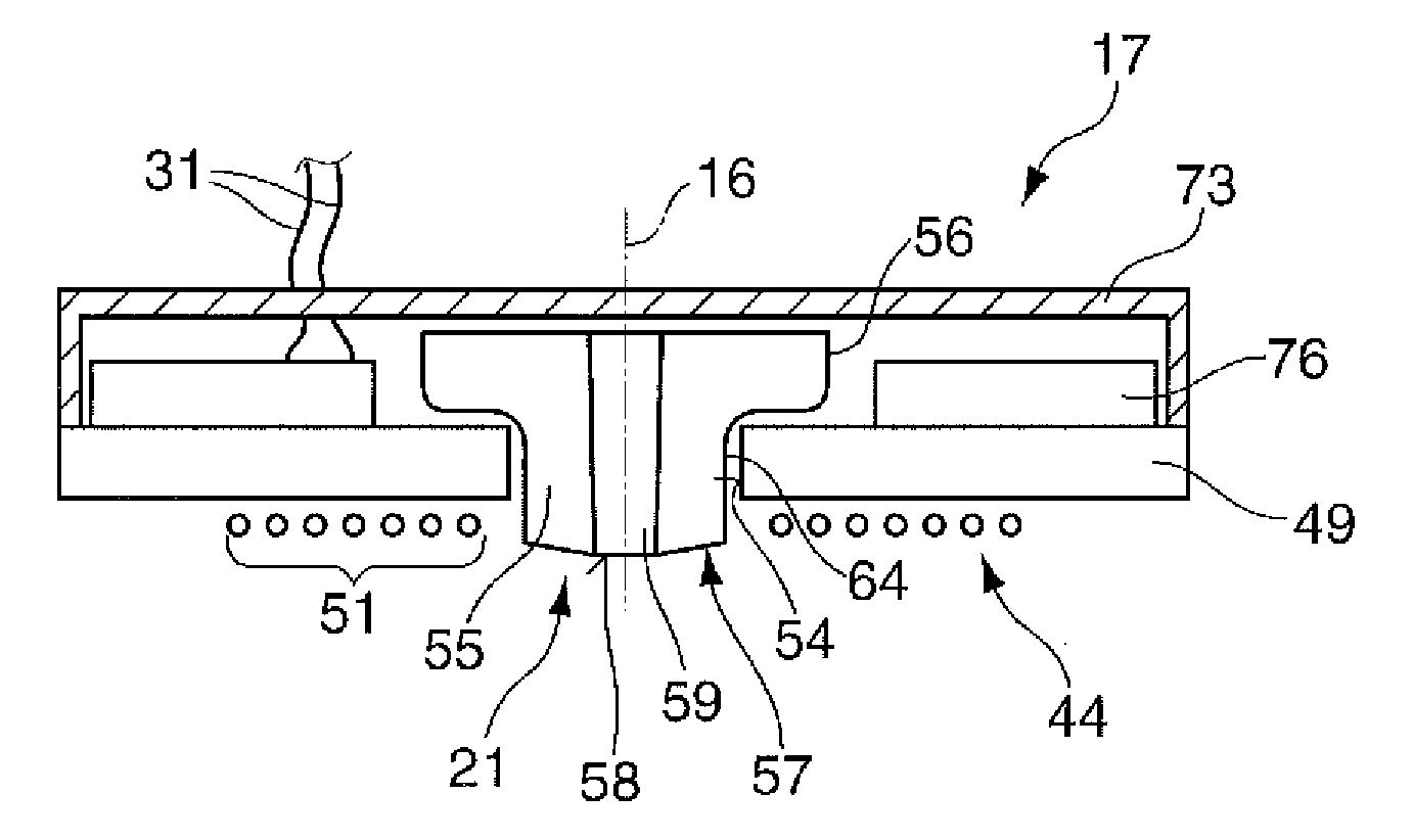 Measuring probe for measuring the thickness of thin layers, and method for the production of a sensor element for the measuring probe