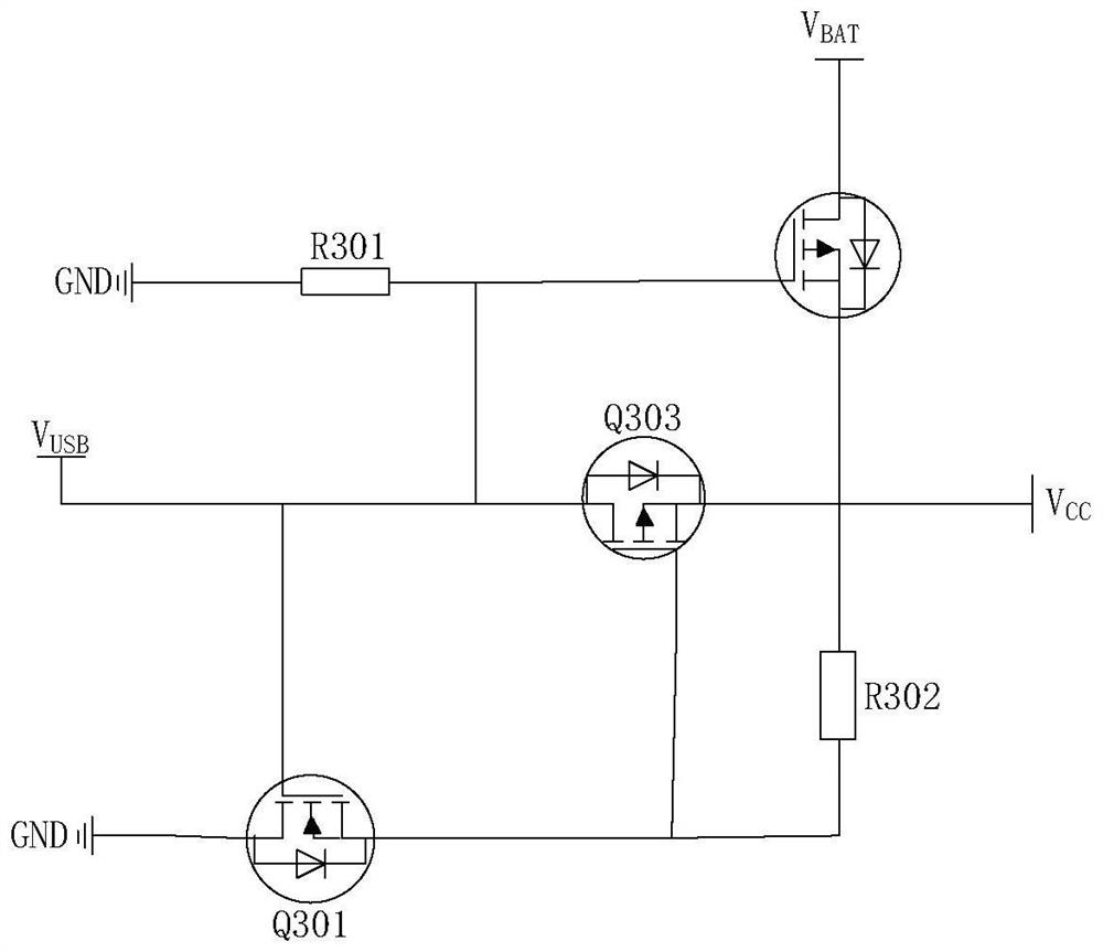 Low-power-consumption main and auxiliary power supply automatic switching circuit