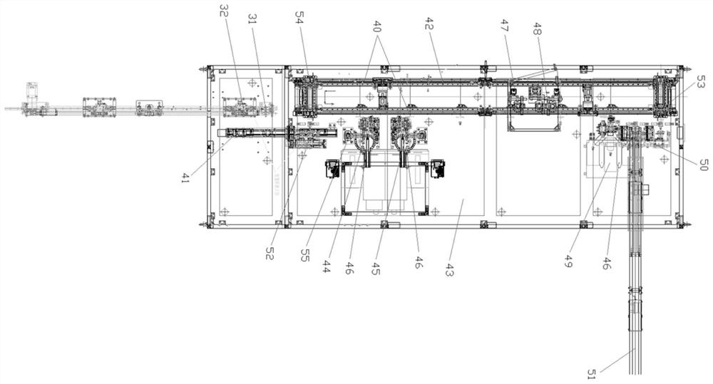 An assembly line for terminal frame assembly, winding and welding