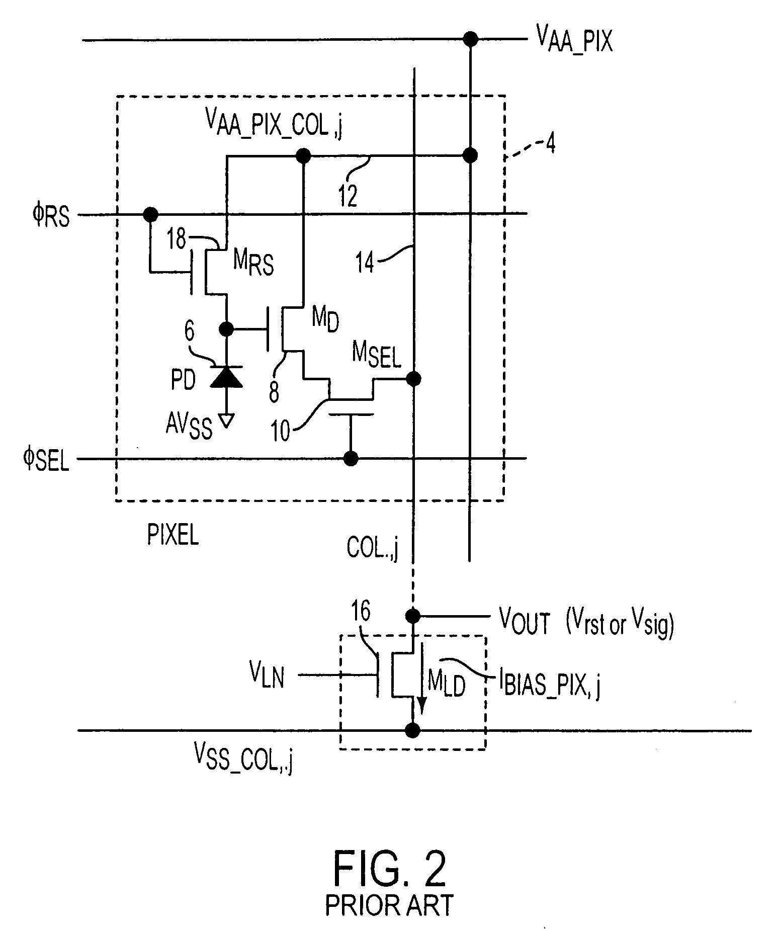 Biasing scheme for large format CMOS active pixel sensors