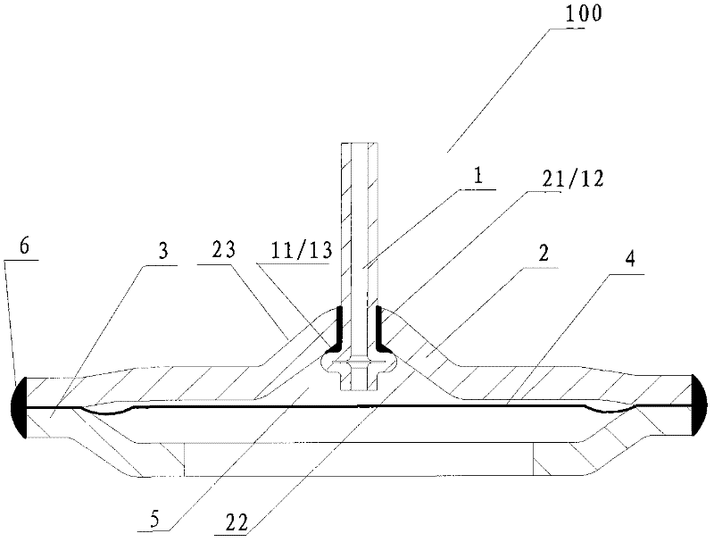 Gas tank header part and machining method thereof as well as thermal expansion valve using part