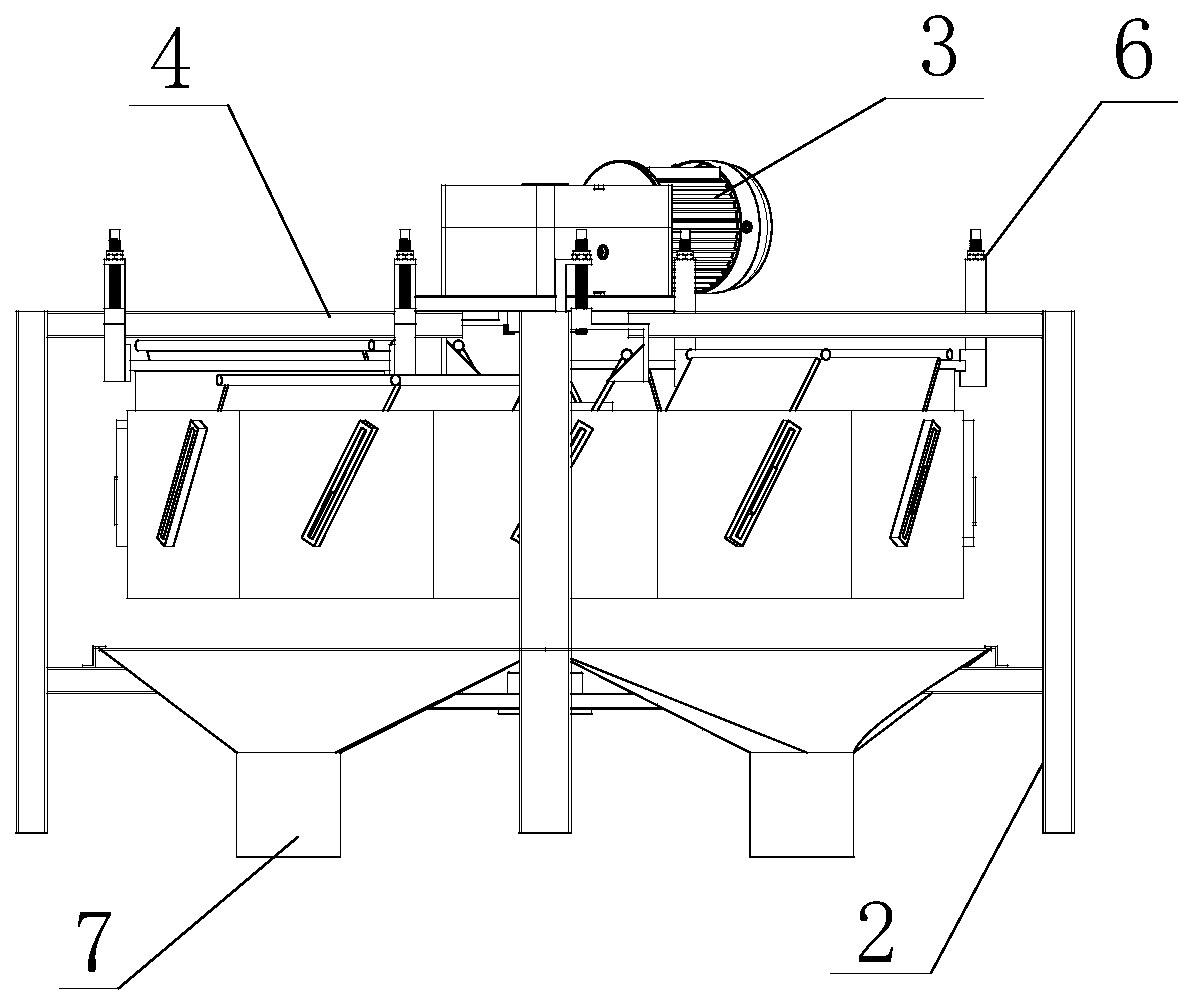 A grading adjustment device for a live fish grading and screening machine