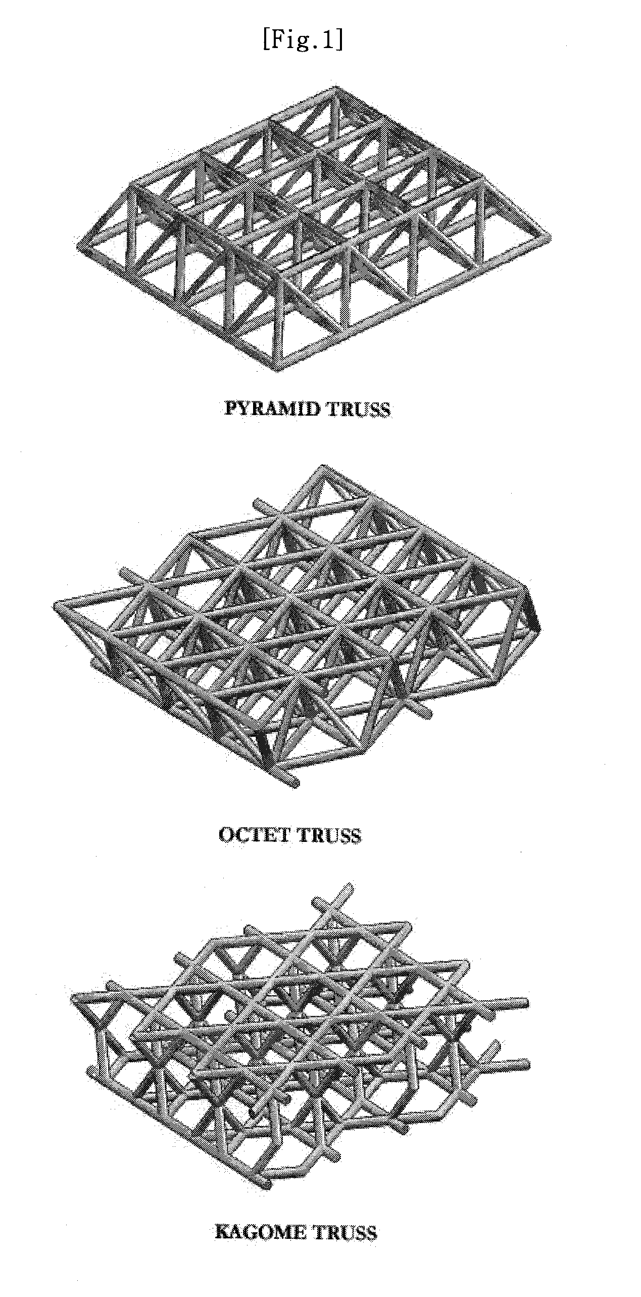 Truss type periodic cellular materials having internal cells, some of which are filled with solid materials
