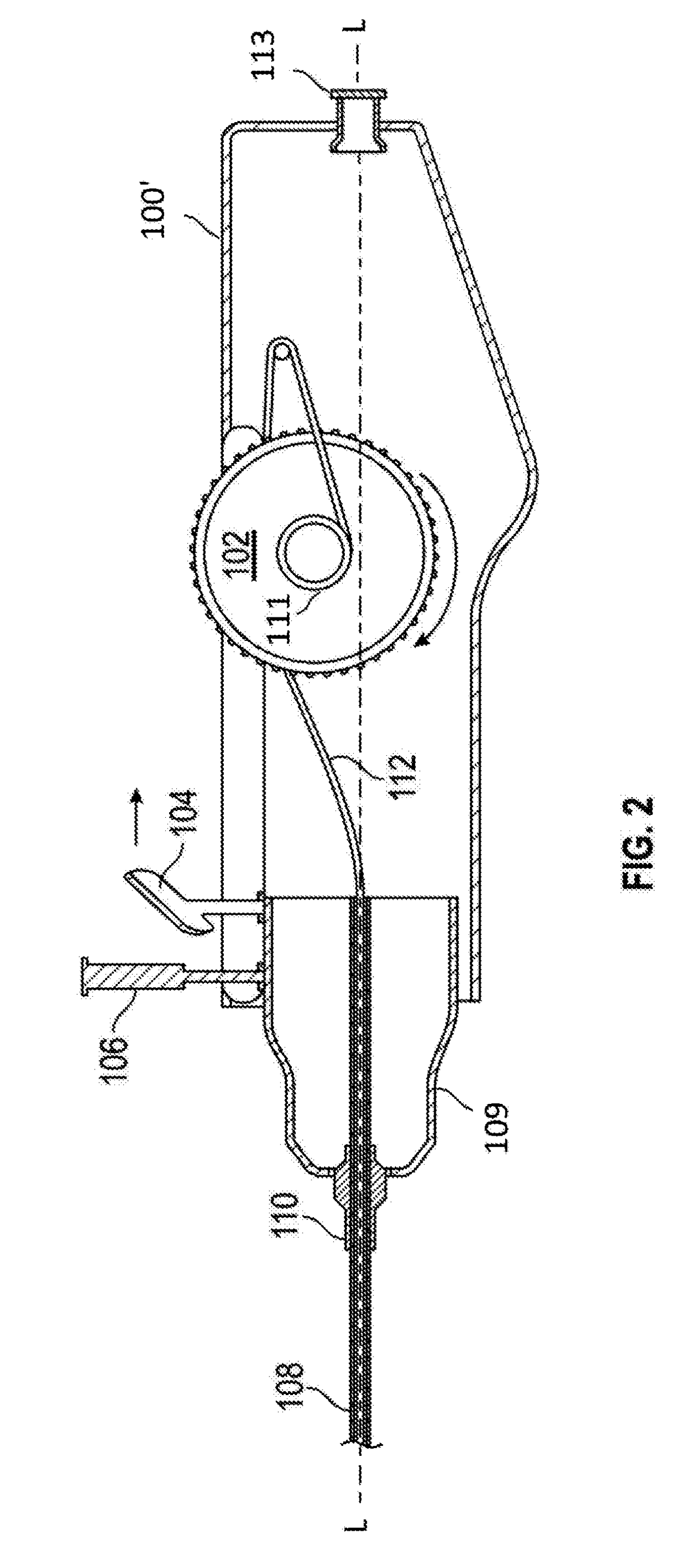 Stent delivery catheter with fast slider and slow thumbwheel control